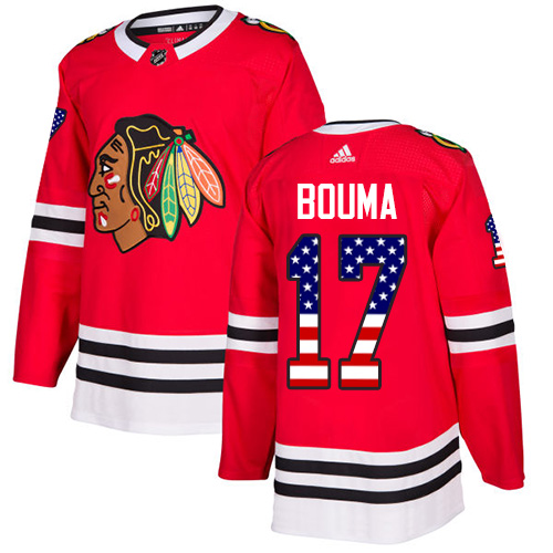 Adidas Blackhawks #17 Lance Bouma Red Home Authentic USA Flag Stitched NHL Jersey - Click Image to Close